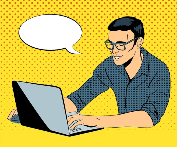 Retro tarzı işadamı bilgisayar ile