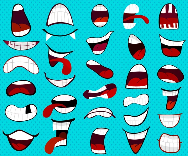 Комический набор уст — стоковый вектор