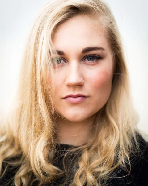 Young Blond Teenage Girl Thinking On The Beach — Stock Photo, Image