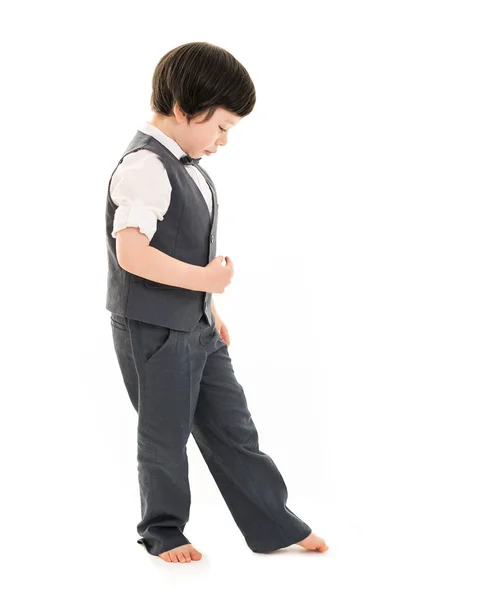 Boy walking imaginary line — Stock Photo, Image