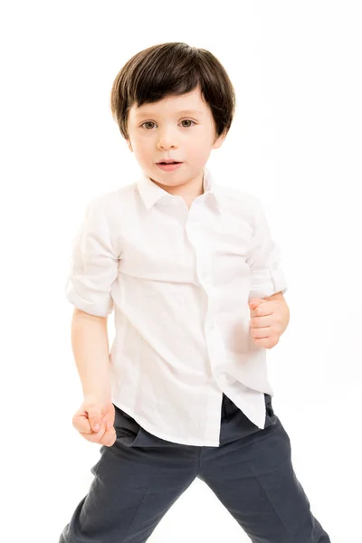 Little boy in a fighting stance — Stock Photo, Image