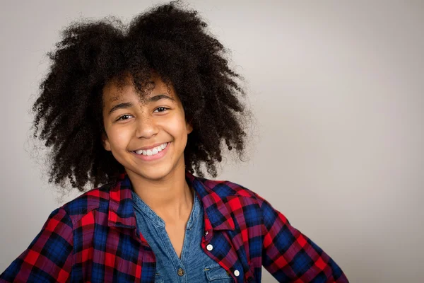 Mixed Race Girl With Whacky Afro Hair — Stock Photo, Image