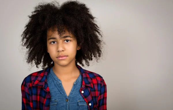 Mixed Race Girl With Whacky Afro Hair — Stock Photo, Image