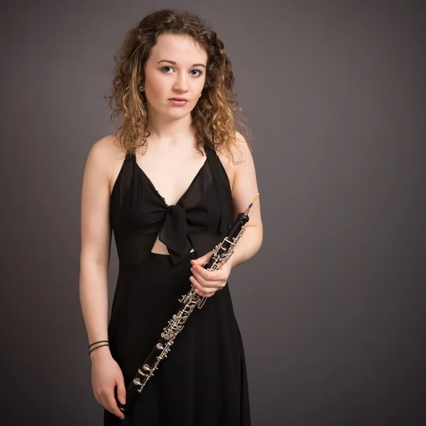 Beautiful Young Female Oboist — Stock Photo, Image