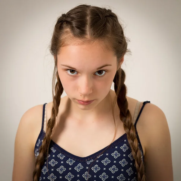 Beautiful Teenage Girl With Plaits and Onesie — Stock Photo, Image