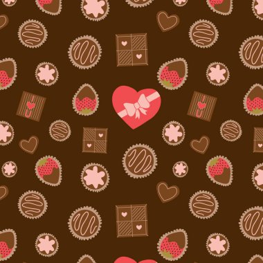 Çikolata Kutusu Şablonu Sevgililer Günü için Kara Çikolata Karışımı.