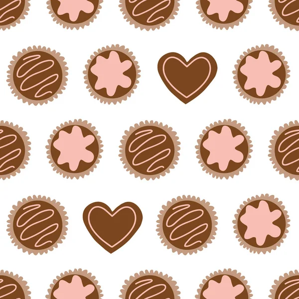 Patrón Caja Chocolate Del Día San Valentín Patrón Sin Costuras — Vector de stock