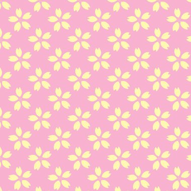 Kiraz Çiçekleri Pembe ve Sarı Kusursuz Desen