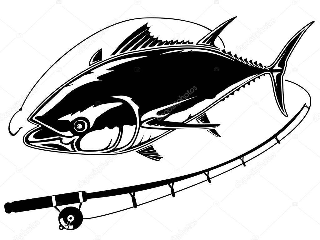 Download TUNA FISH ROD WHITE — Stock Vector © LIORIKI #106693242