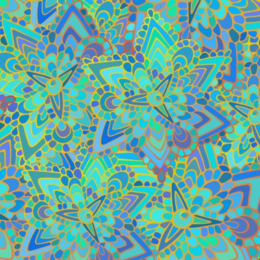 Oryantal desen mavi ve turuncu