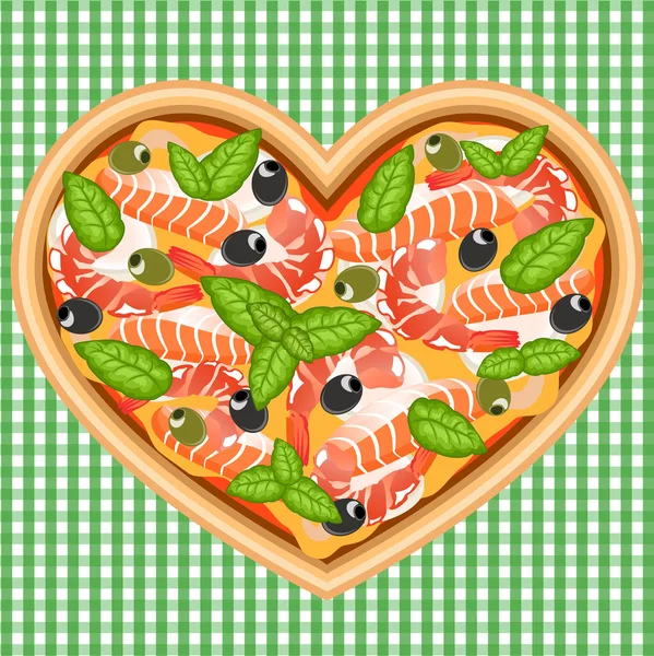 HEART PIZZA SEAFOOD — Stock Vector