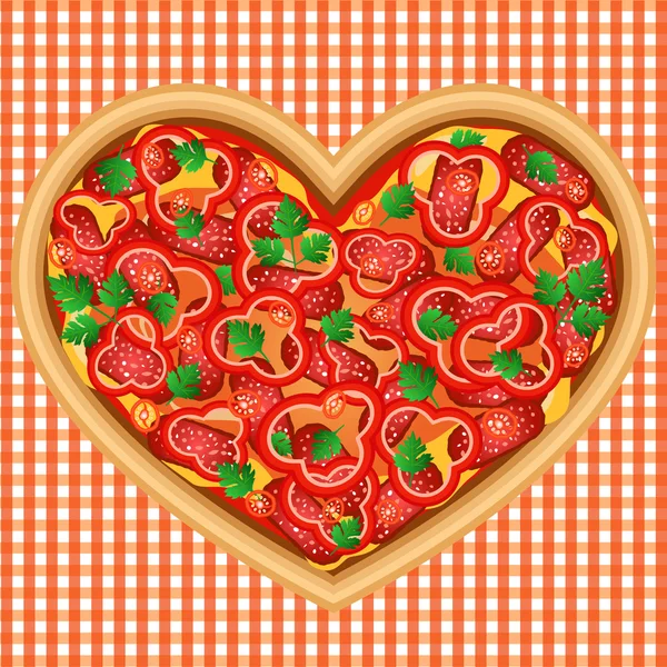 PIZZA COEUR PEPPERONI — Image vectorielle