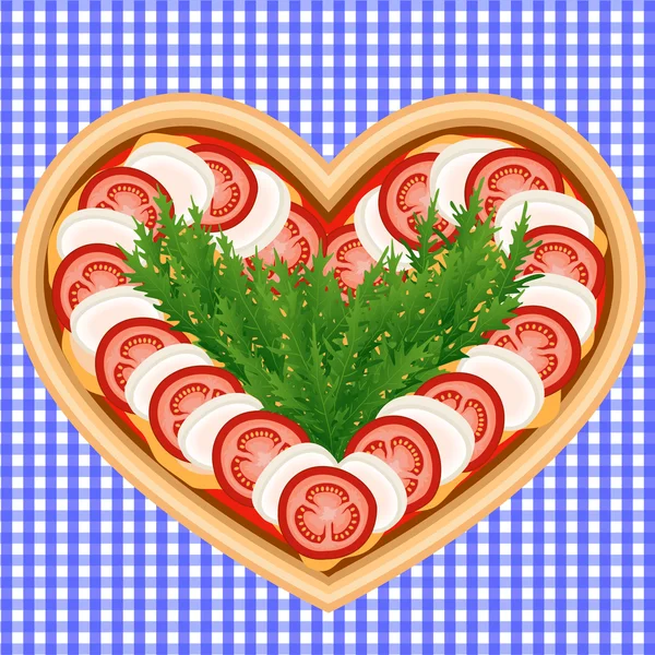 PIZZA HEART CAPRESE — Stock Vector