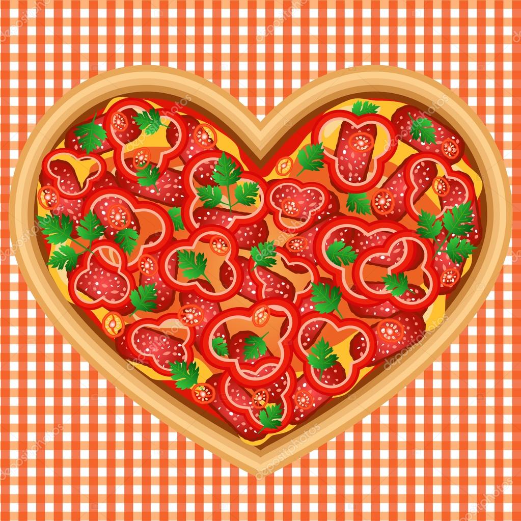 Pizza hart Pepperoni vectorafbeelding door © LIORIKI ⬇ Vectorstock ...