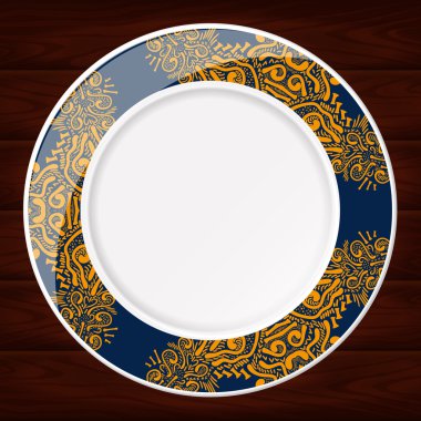 PLATE BLUE AND GOLD