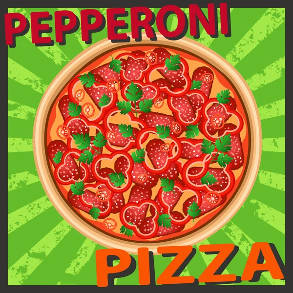 PIZZA PEPPERONI PAPRIKA POSTER — Stock Vector