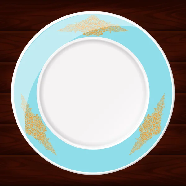 PLATE LIGHT BLUE AND GOLD — 图库矢量图片