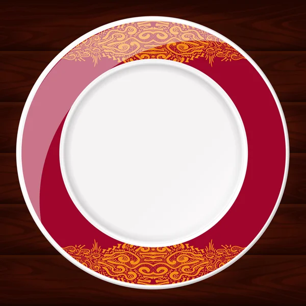 PLATE RED AND GOLD — 图库矢量图片