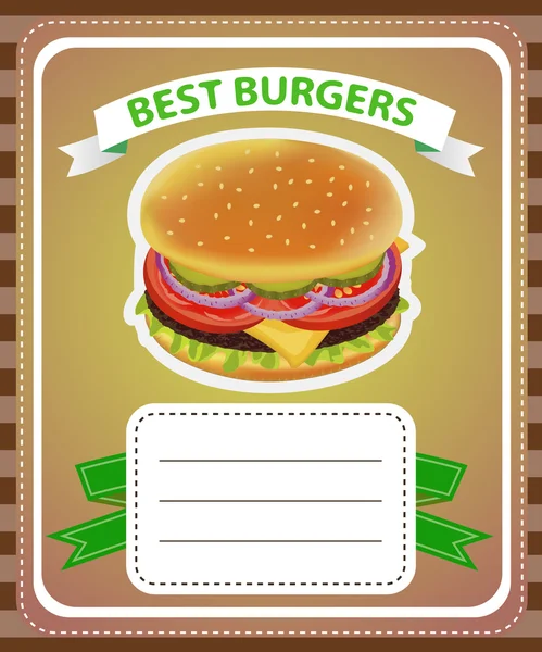 BURGER RETRO MENU BROWN GREEN — стоковий вектор