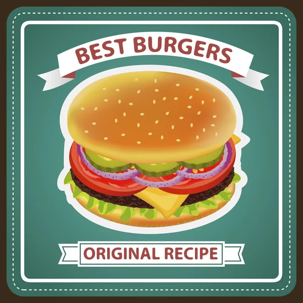 Burger Retro Poster Blue 1 — Image vectorielle