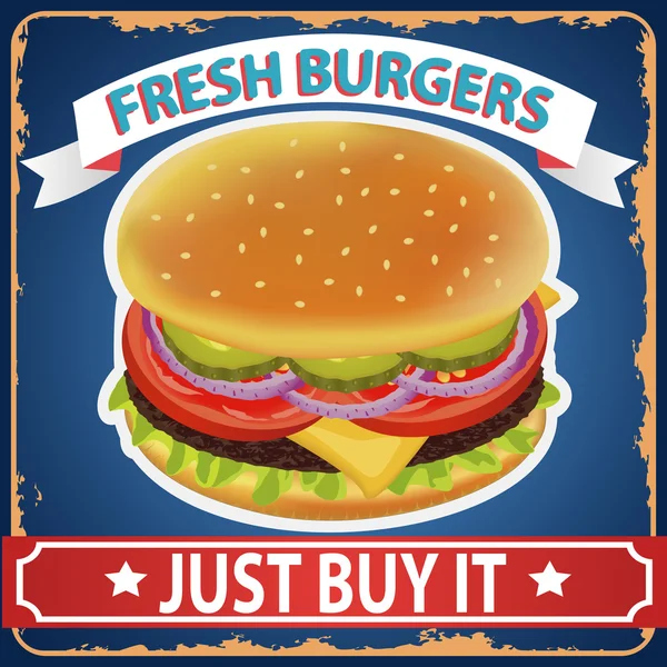 BURGER RETRO POSTER 3 — Wektor stockowy