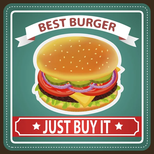 Burger Retro Poster Bleu 2 — Image vectorielle