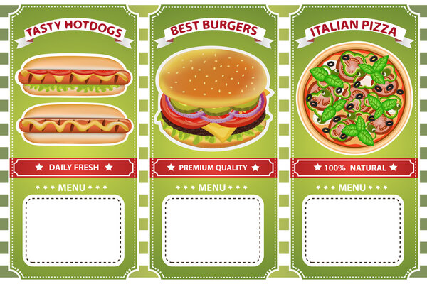 PIZZA BURGER HOT DOG RETRO MENU 1