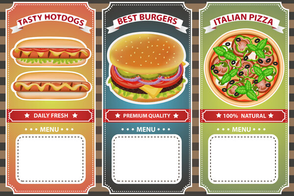 Пицца Burger Hot Dog Ретро Меню 2