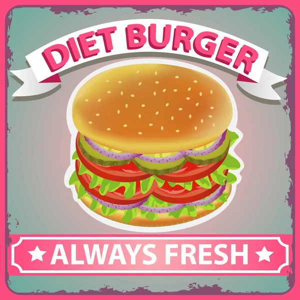 DIETA DE BURGER RETRO POSTER 2 — Vector de stock