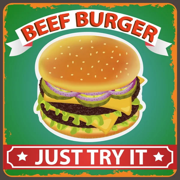 BURGER RETRO POSTER 8 — Stock vektor