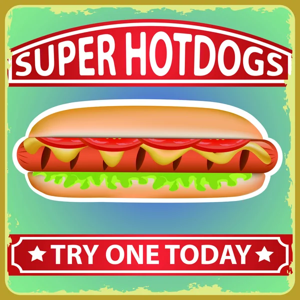 Hot Dog Retro Poster 4 — Stockvektor