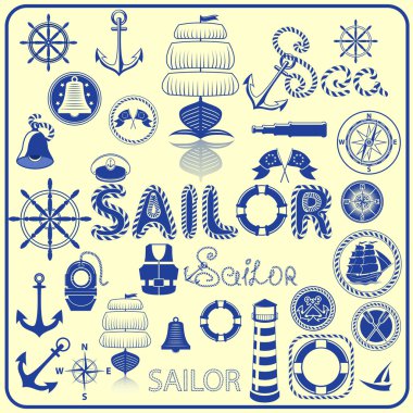 SAILOR ELEMENTS SET WHITE BLUE