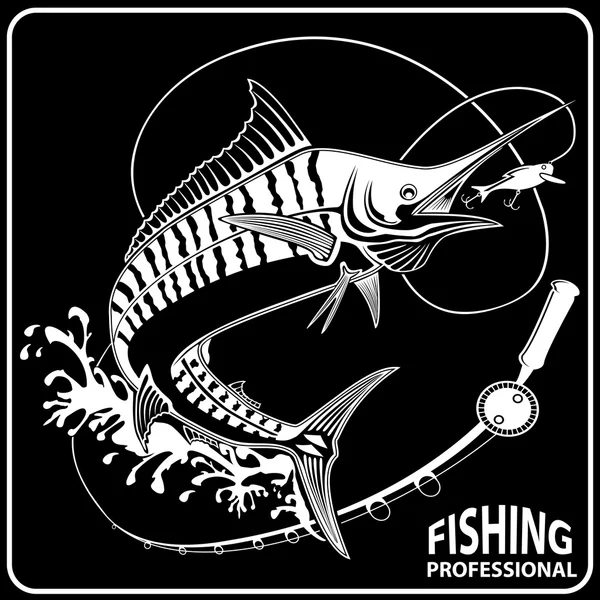 MARLINE FISH WITH FISHING ROD BLACK