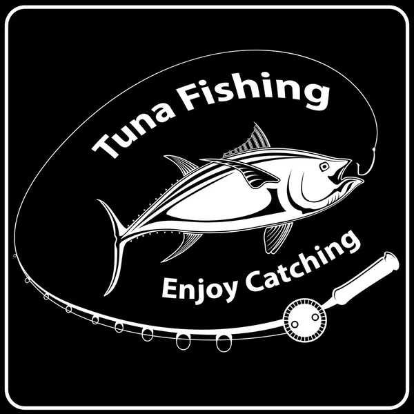 TUNA FISH WITH FISHING ROD BLACK