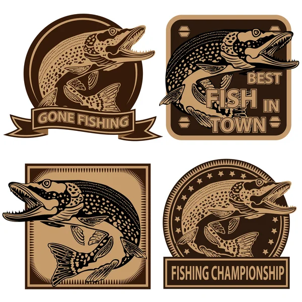 COLECCIÓN DE LOGOS DE PESCA DE PIKE 1 — Vector de stock