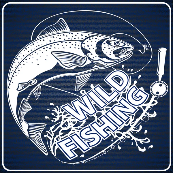 SALMON NEW WILD FISHING BLUE — 图库矢量图片