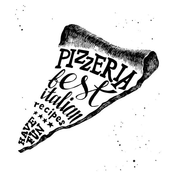 披萨店手绘制的刻字 — 图库矢量图片