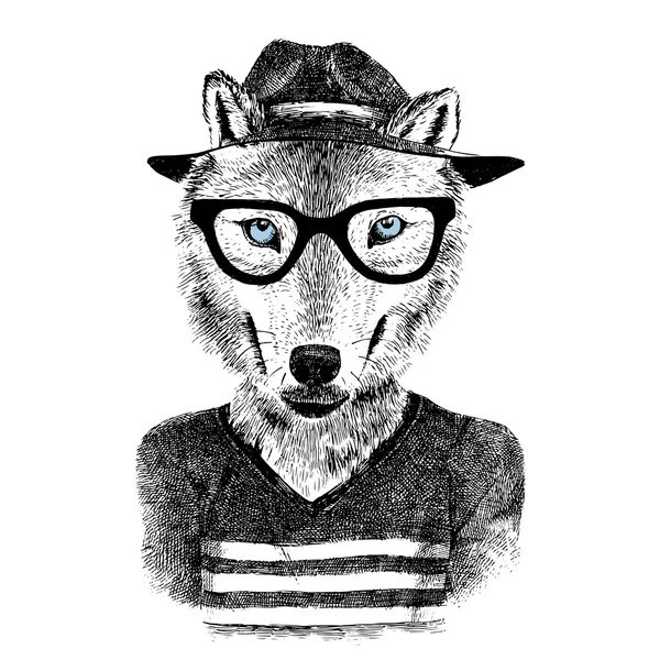 Dressed up wolf — Stock Vector