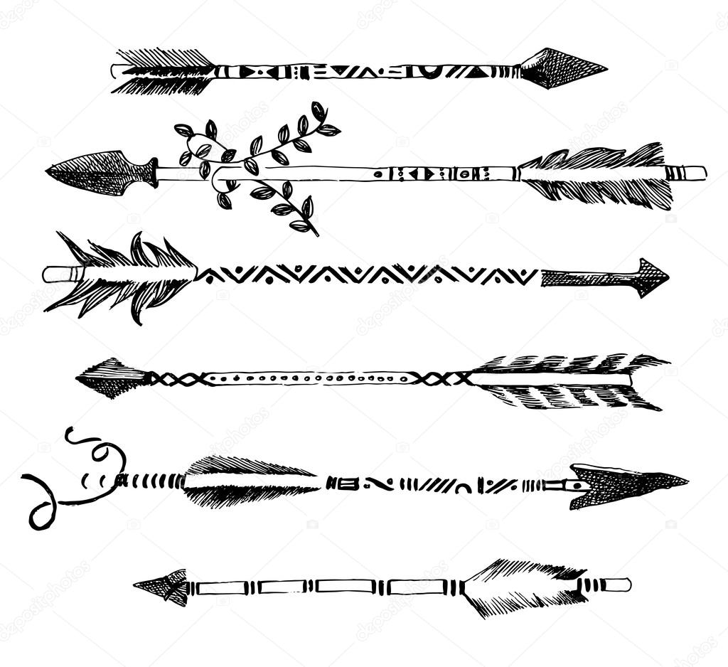 hand drawn arrows in tribal style