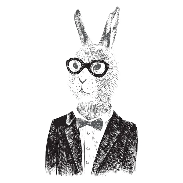 Dressed up bunny boy in hipster style — Stock Vector