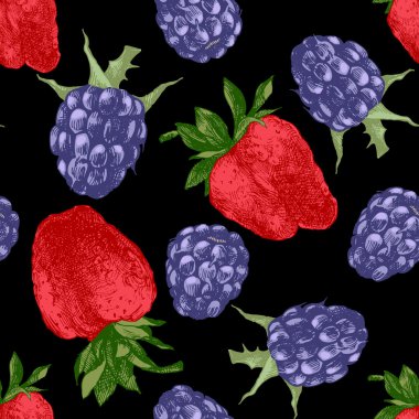 çilek ve böğürtlen ile desen