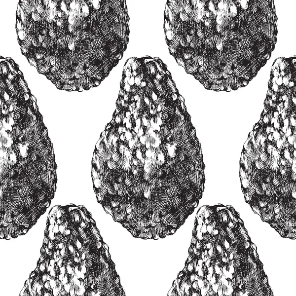 Бесшовный рисунок с черно-белым авокадо — стоковый вектор