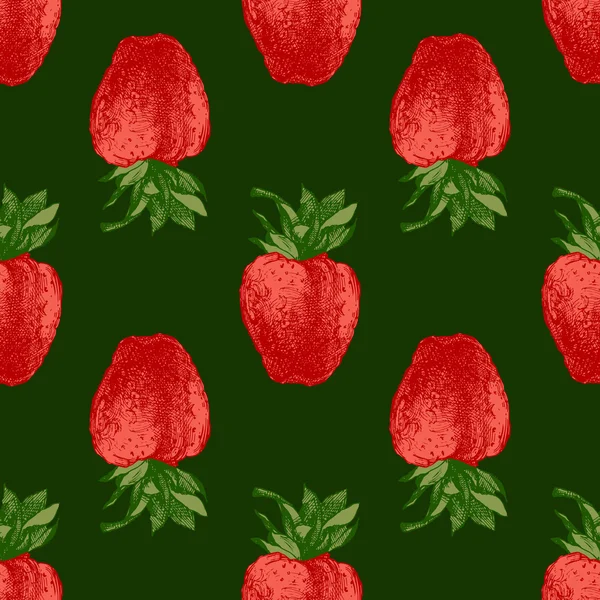 Modèle sans couture avec des fraises fraîches — Image vectorielle