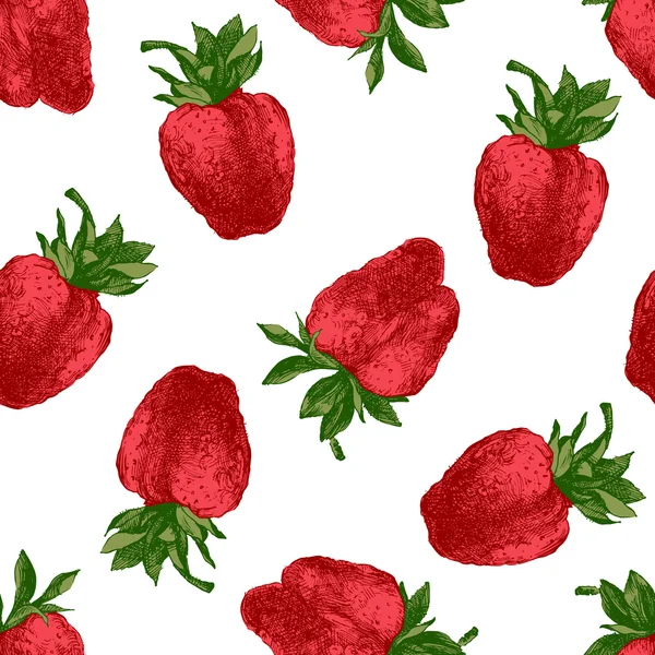 Patrón sin costuras con fresas frescas — Vector de stock