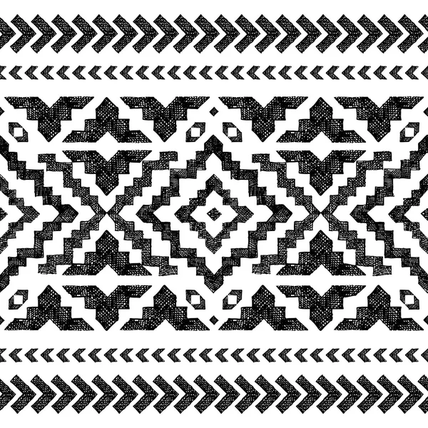 Hand drawn tribal seamless pattern — Stock Vector