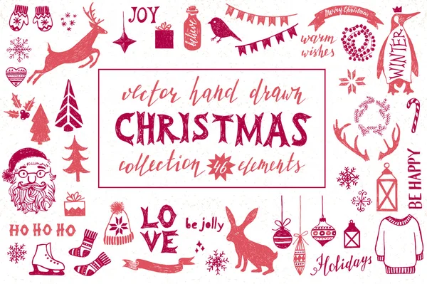 Elementos de diseño de Navidad dibujados a mano — Vector de stock