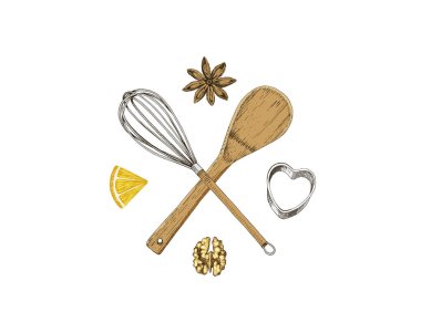 El çizimi pişirme logosu şablonu