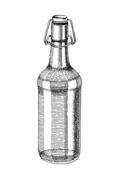 Garrafa de cerveja desenhada à mão — Vetor de Stock