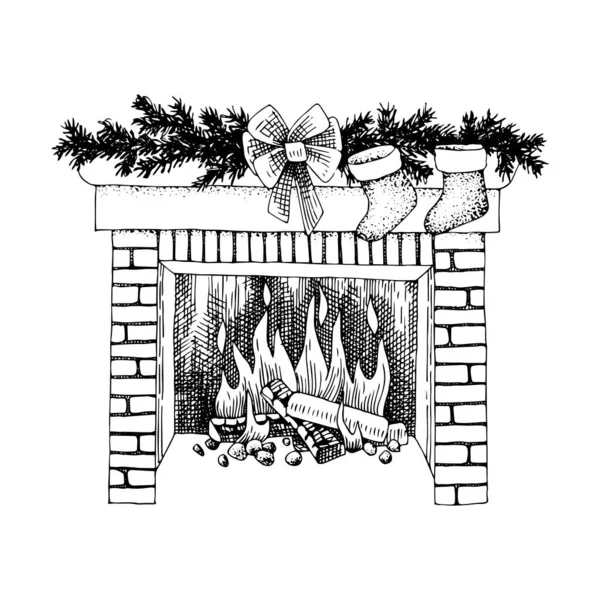 Christmas fireplace vector image — Stock Vector
