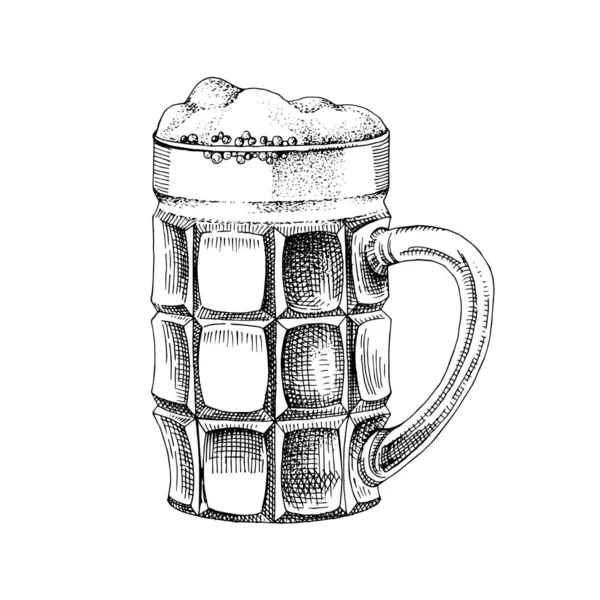 Handgetrokken glas bier — Stockvector